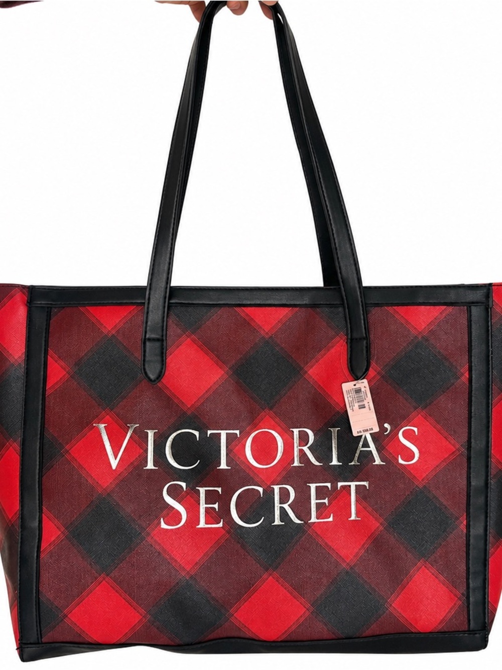 Victoria's Secret Red and Black Plaid Tote